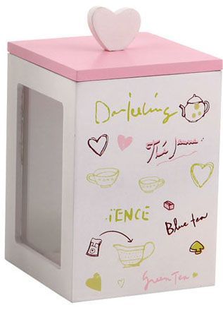 Boîte à thé en bois rose et blanc