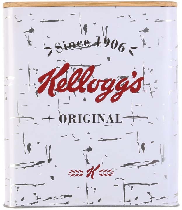 Boîte vintage en métal couvercle en bois Kelloggs