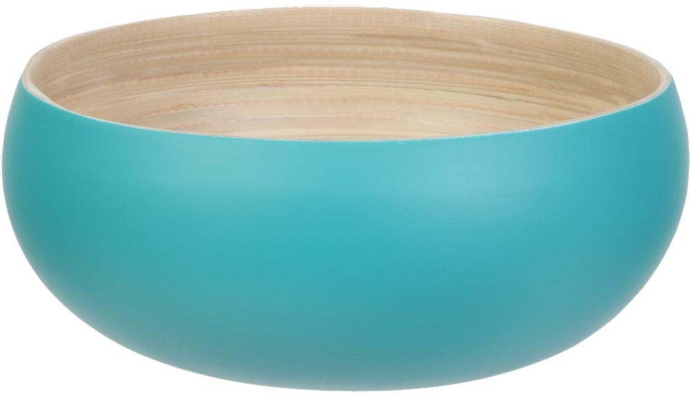 Saladier en bambou turquoise 19 cm