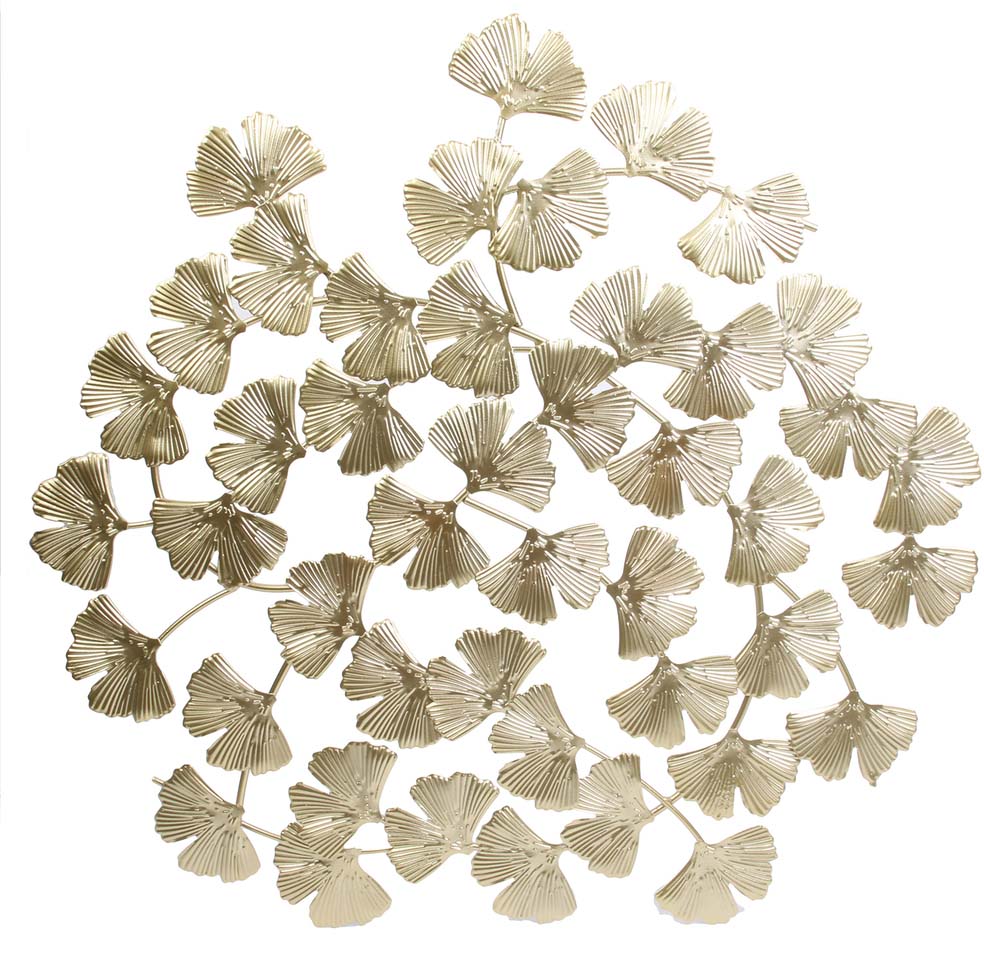 Décoration murale fleurs en métal doré