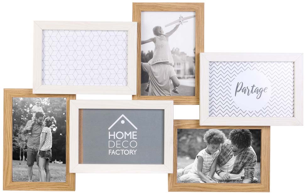 Cadres bois et blanc 6 photos 10 x 15 cm Partage