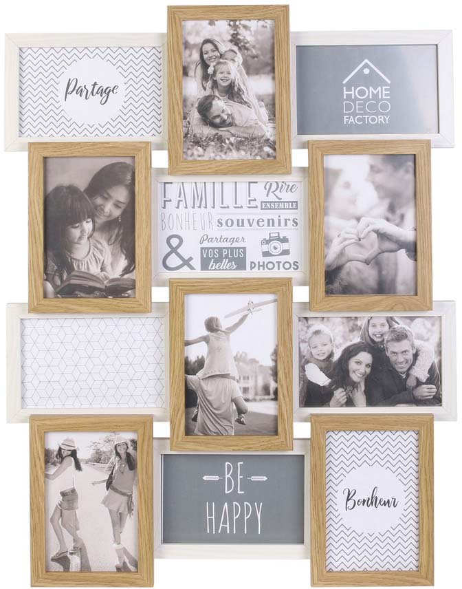 Pêle-mêle bois et blanc 12 photos 10 x 15 cm Family