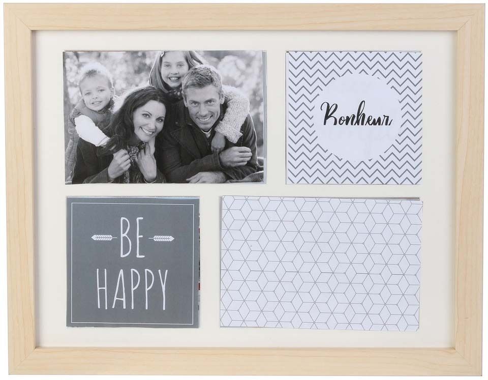 Cadre pêle-mêle 4 vues bois brut