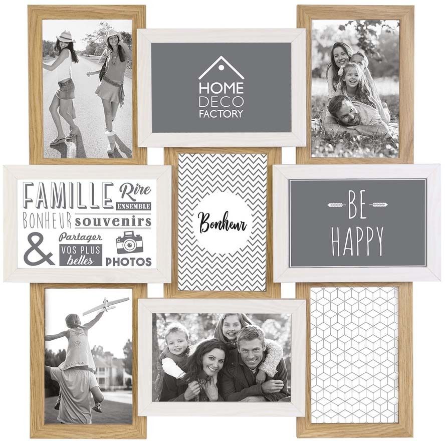 Pêle-mêle bois et blanc 9 photos 10 x 15 cm Family