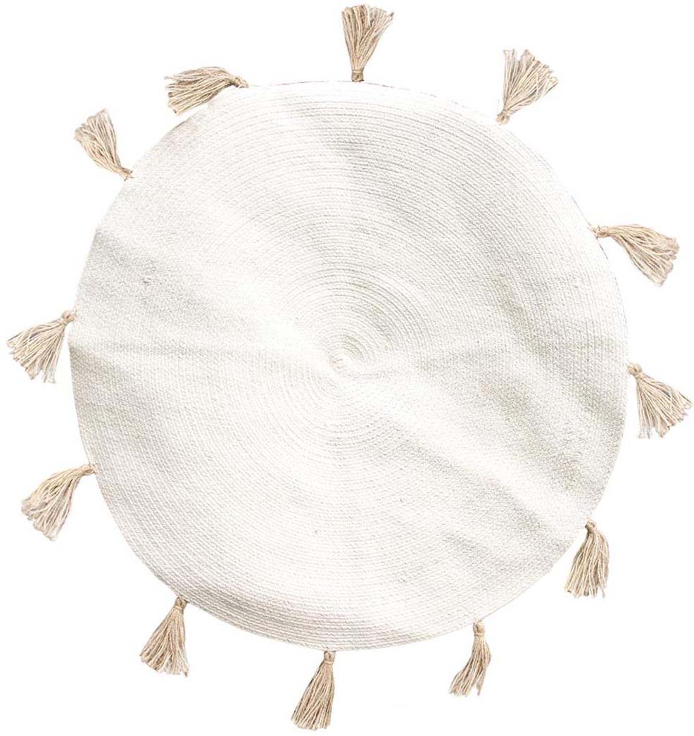 Tapis rond en coton pompons 90 cm