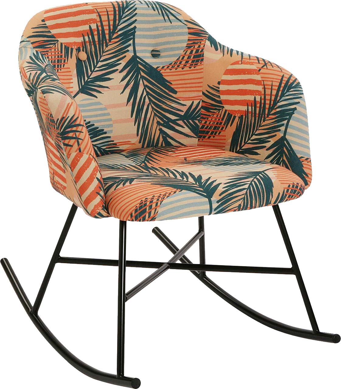 Fauteuil à bascule tissu imprimé feuillage Saona