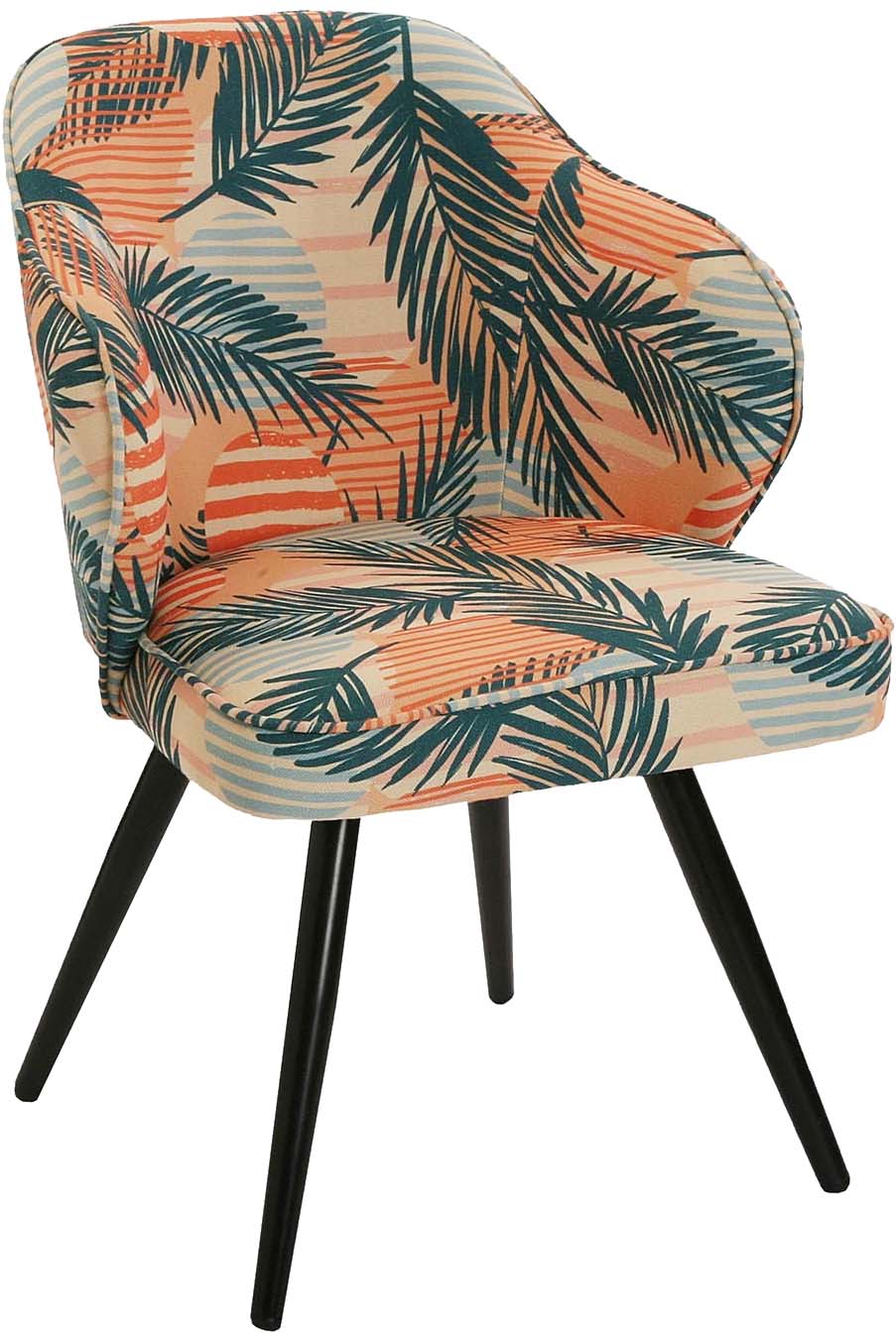 Chaise fauteuil tissu imprimé feuillage Saona