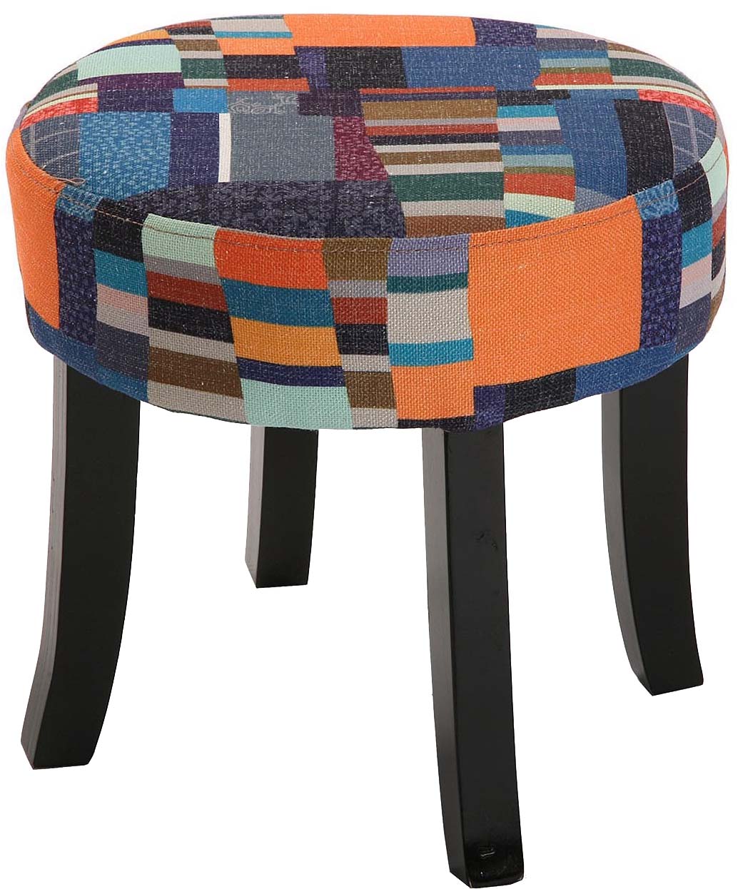 Tabouret bas en bois et tissu multicolore Etna