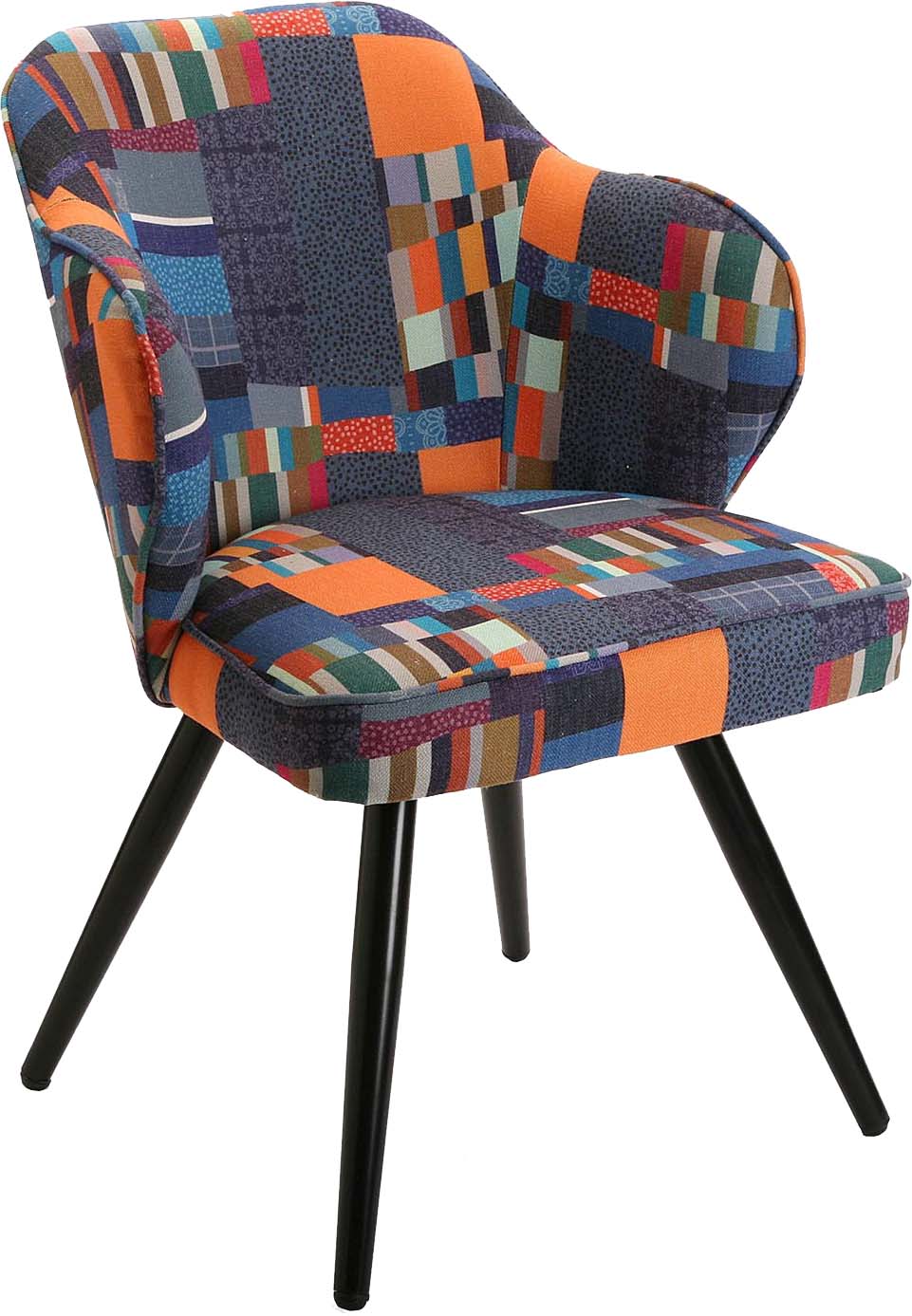 Chaise fauteuil avec accoudoirs en tissu multicolore Etna