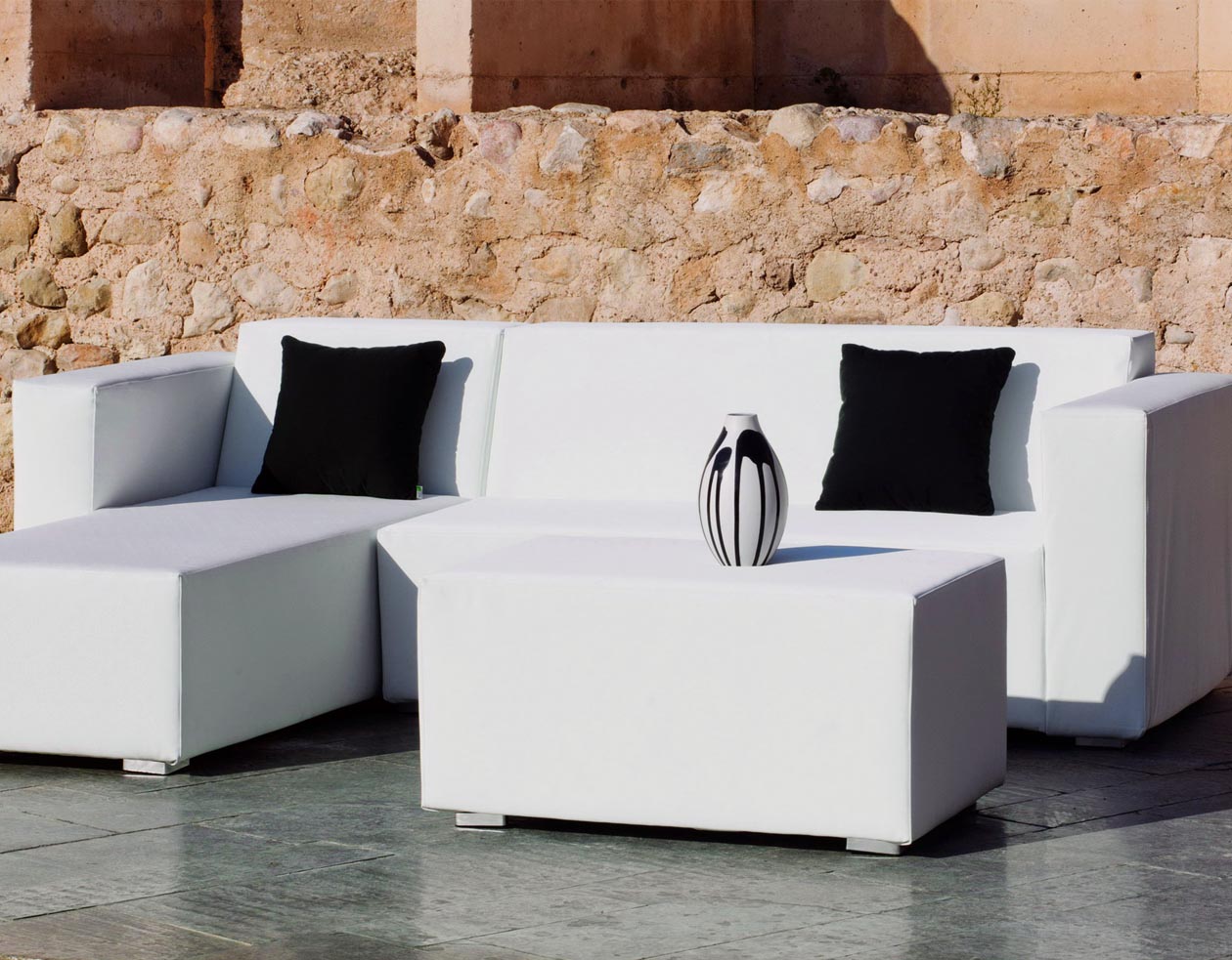 Salon de jardin détente en aluminium blanc Gange