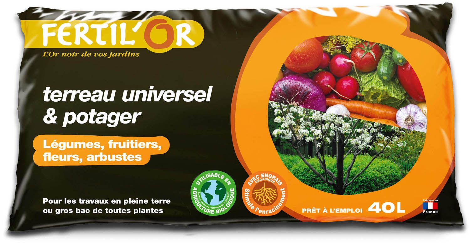 Terreau universel et potager pleine terre ou bac 40 litres