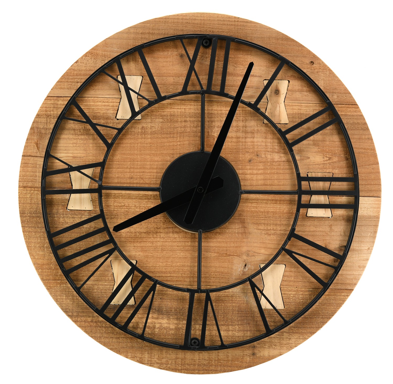 Horloge en bois recyclé et métal