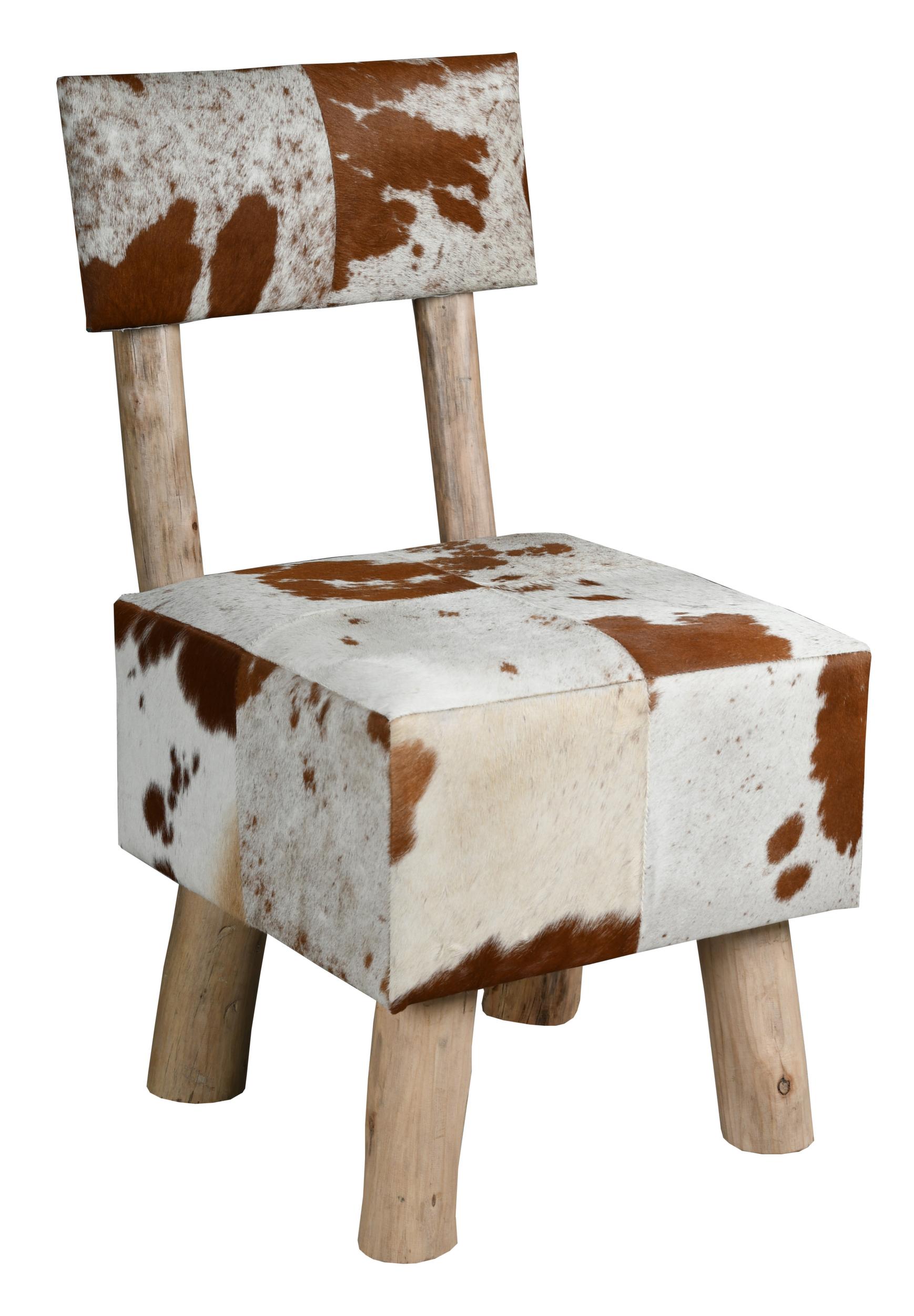 Chaise en peau de vache et eucalyptus