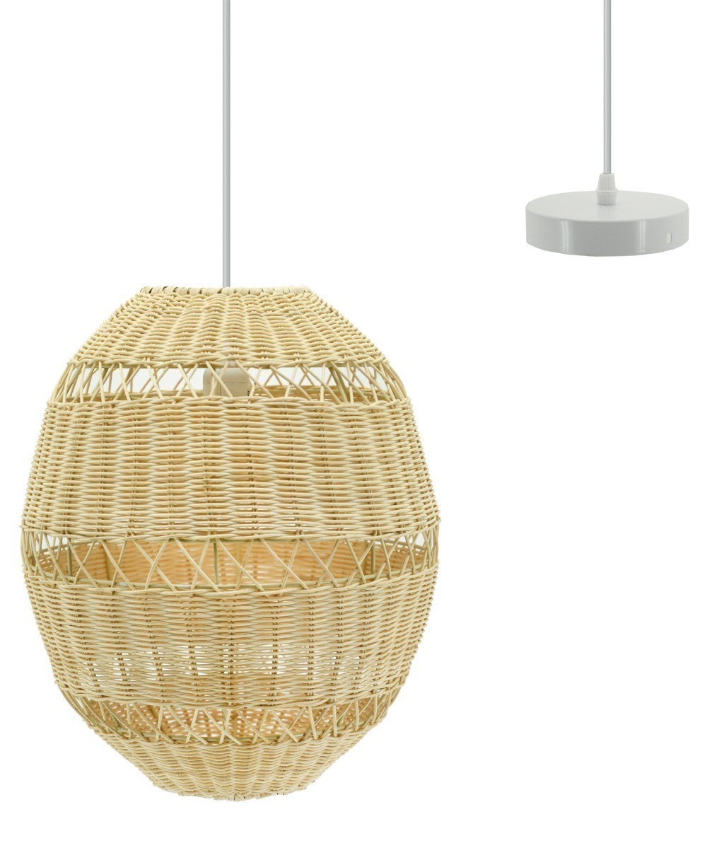 Suspension boule en rotin naturel ajouré et métal Diamètre 34 cm