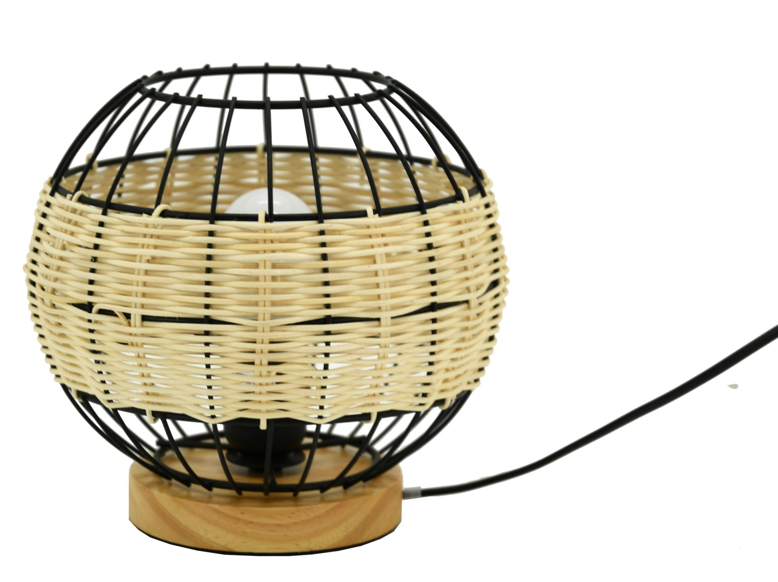 Lampe boule en rotin naturel et métal