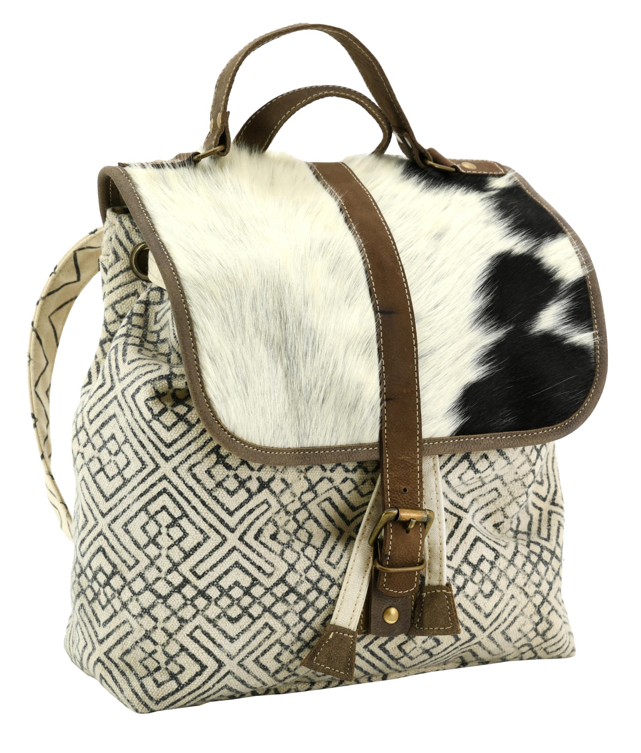Sac à dos en coton et peau de vache Globe Trotteur