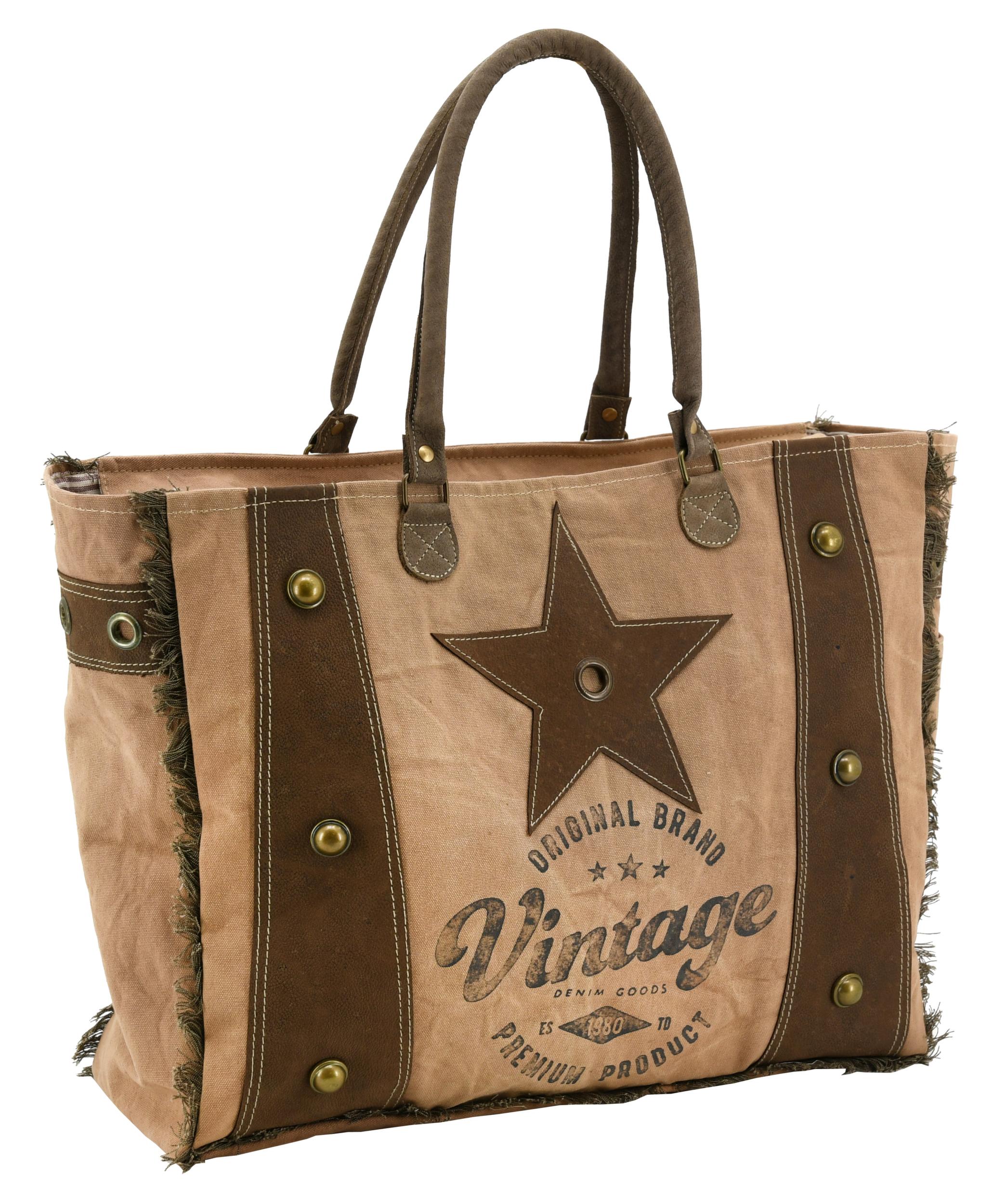 Sac en coton et cuir Vintage