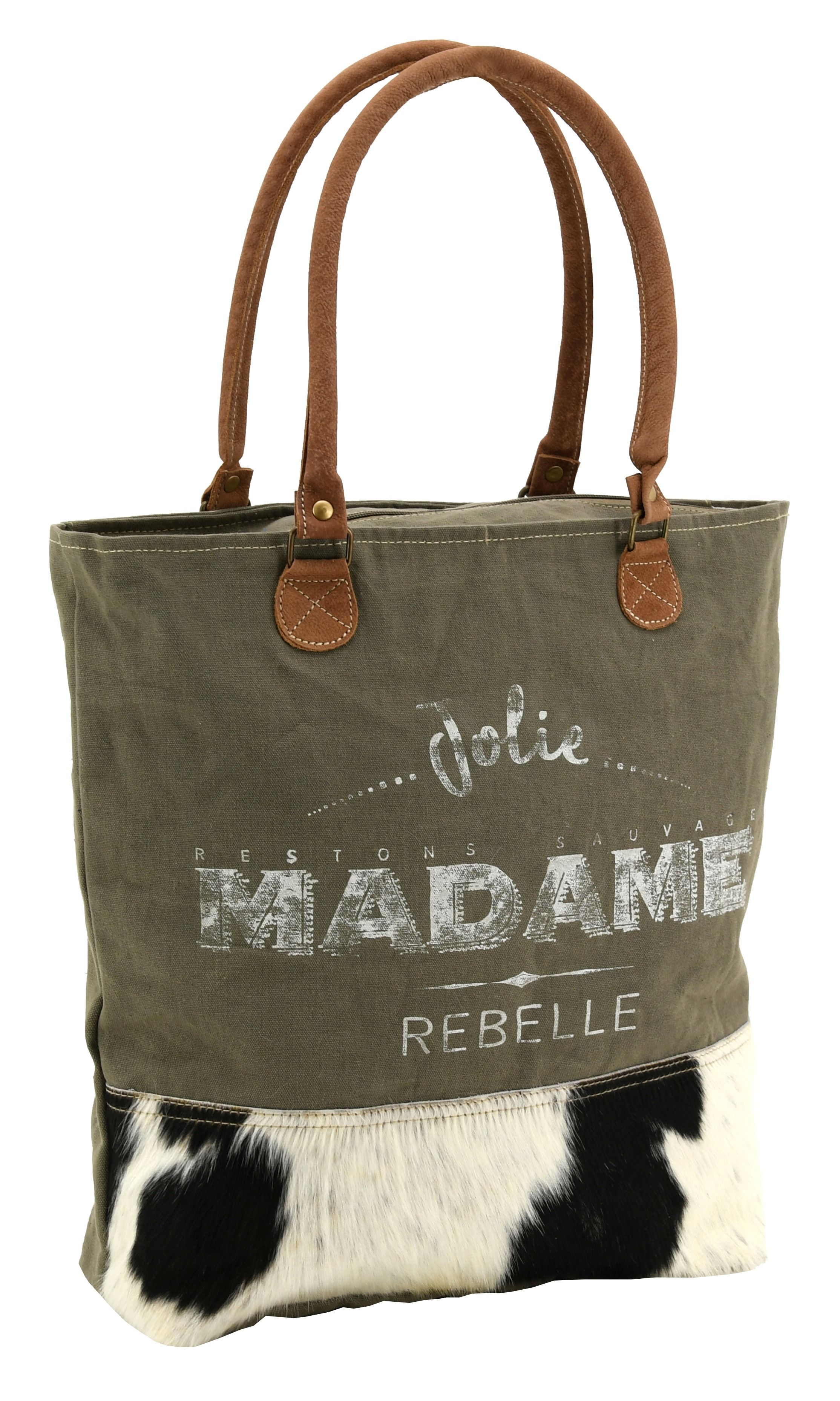 Sac en coton et peau de vache Madame rebelle