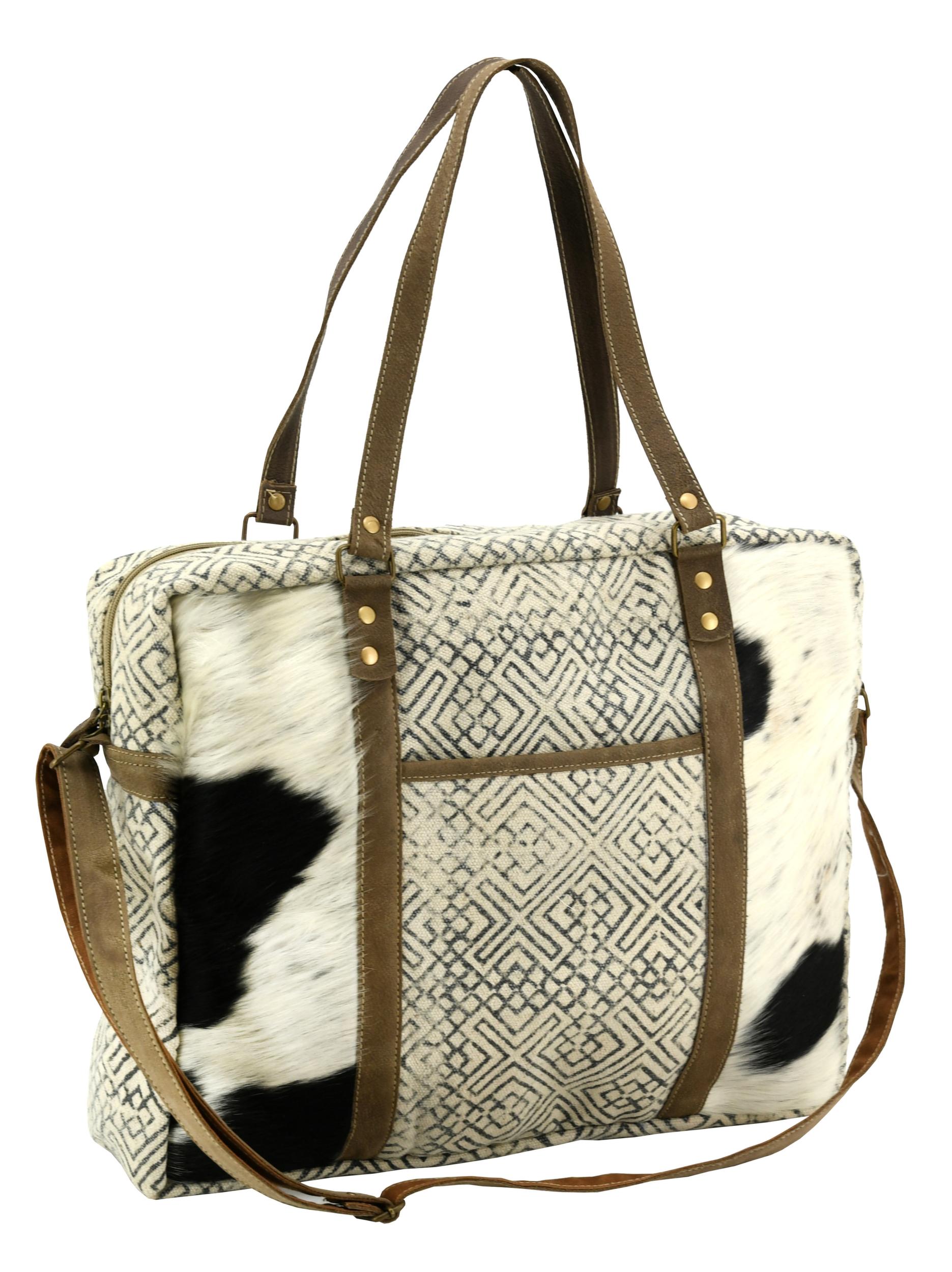 Besace en coton et peau de vache