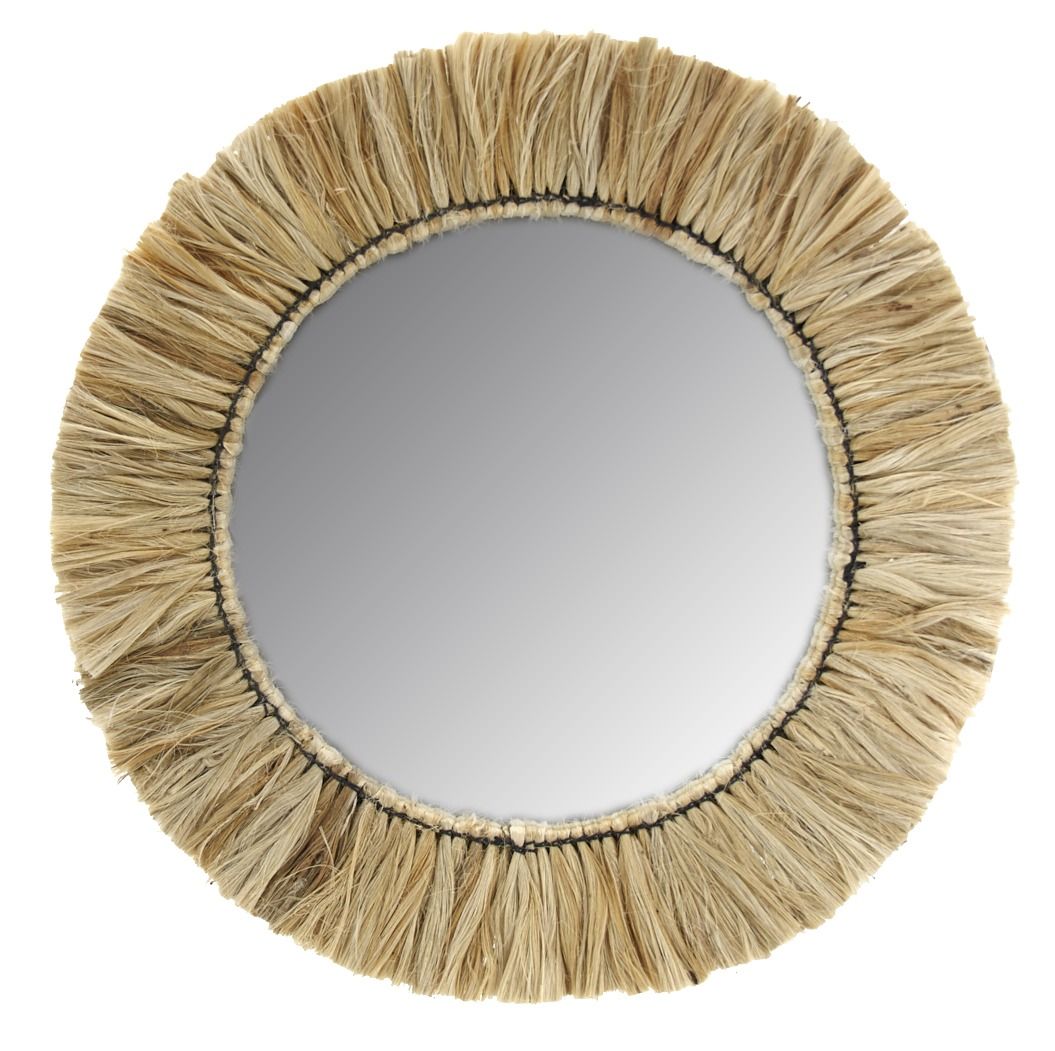 Miroir rond en jonc naturel