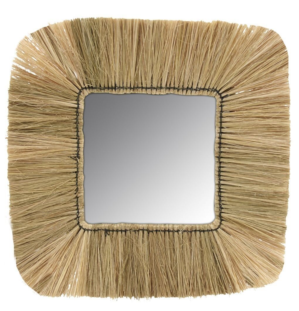 Miroir carré en jonc naturel