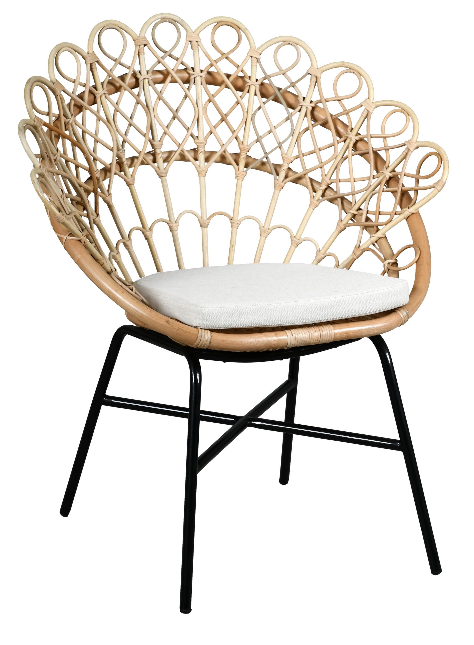 Fauteuil en rotin naturel et métal Paon