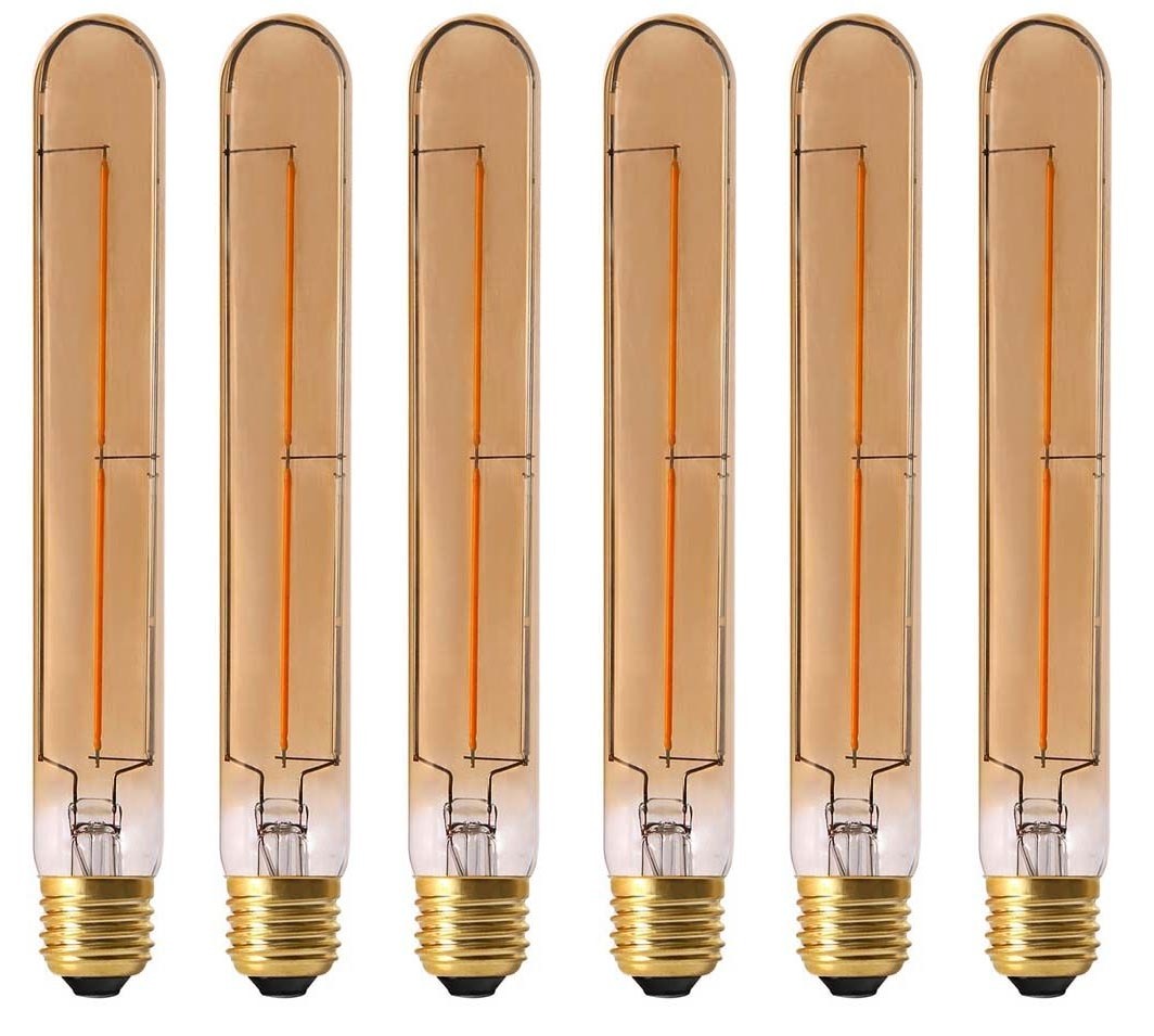 Ampoule tube ambré avec spirale LED 22.5 cm Lot de 6