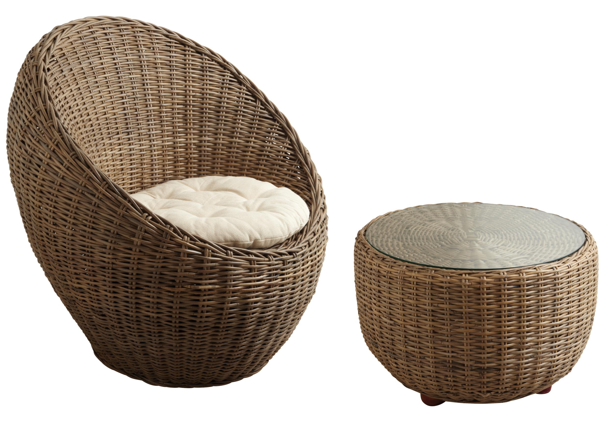 Petit salon Pipelette en rotin gris