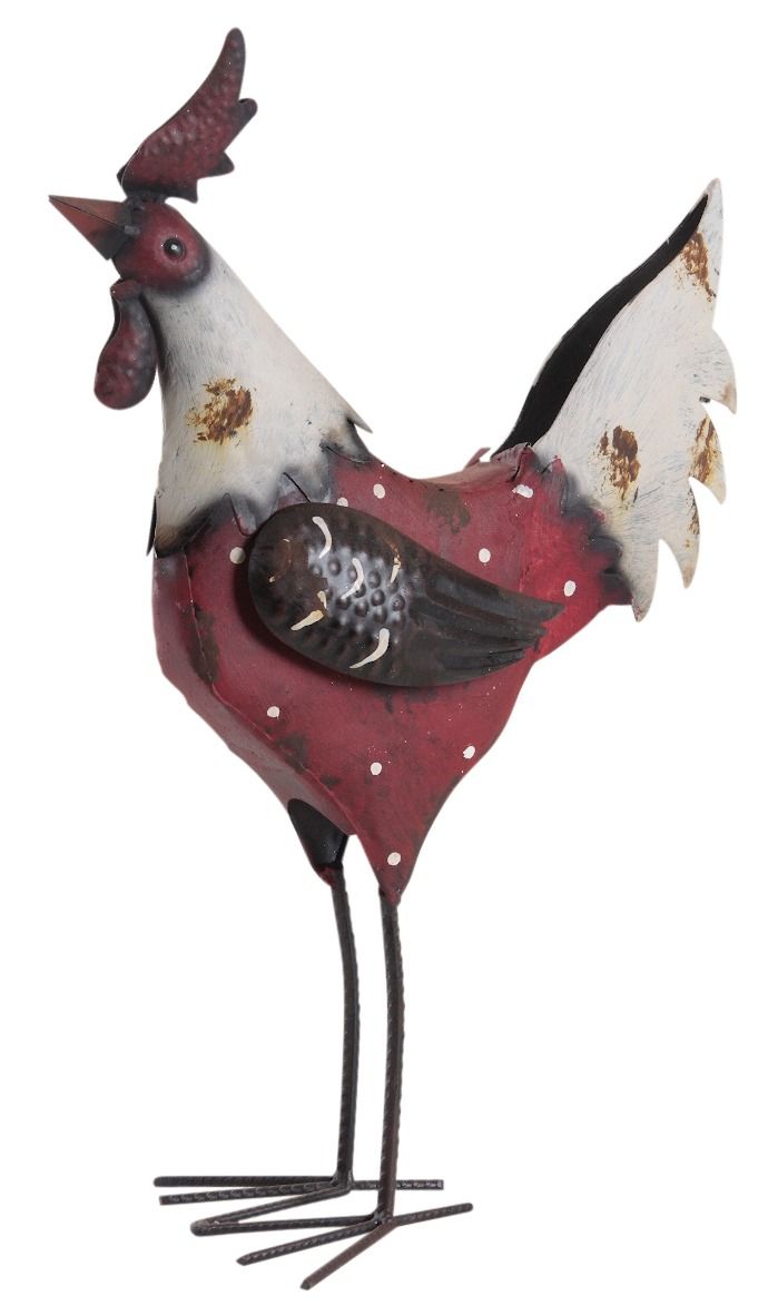 Coq en métal laqué et vieilli
