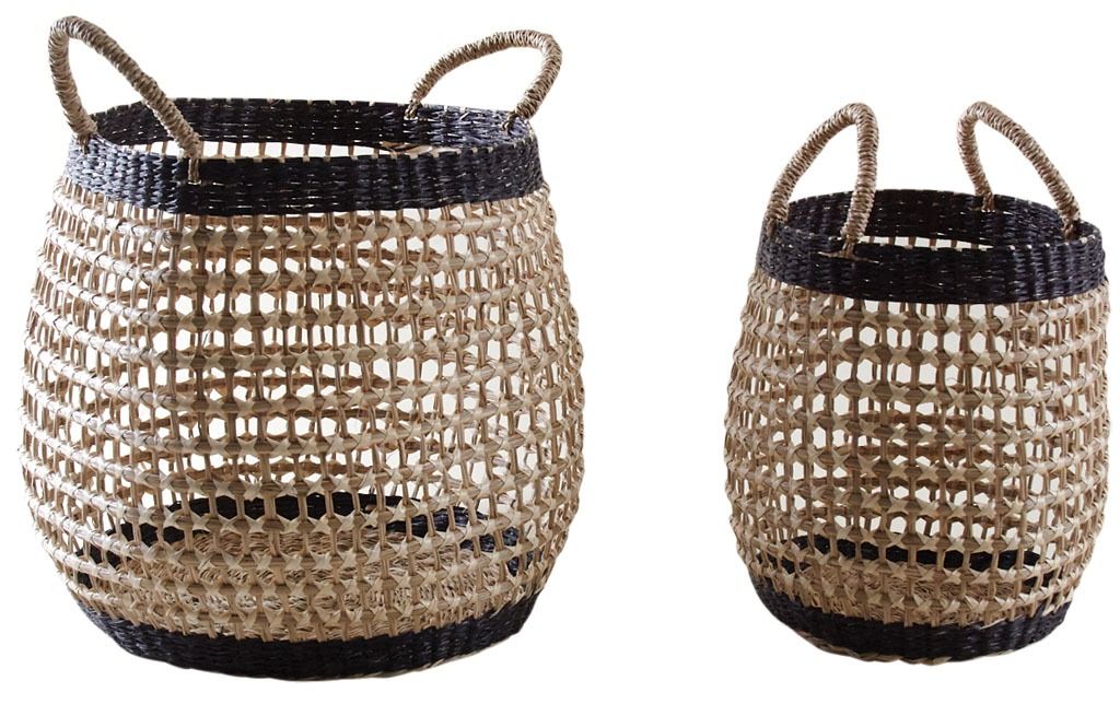 Corbeilles en jonc ajouré (Lot de 2)