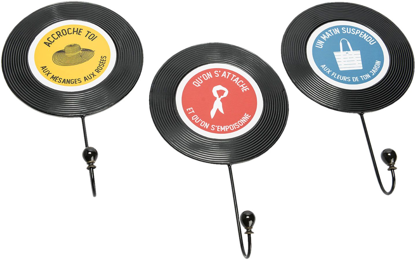 Patères vinyle en métal (Lot de 3)