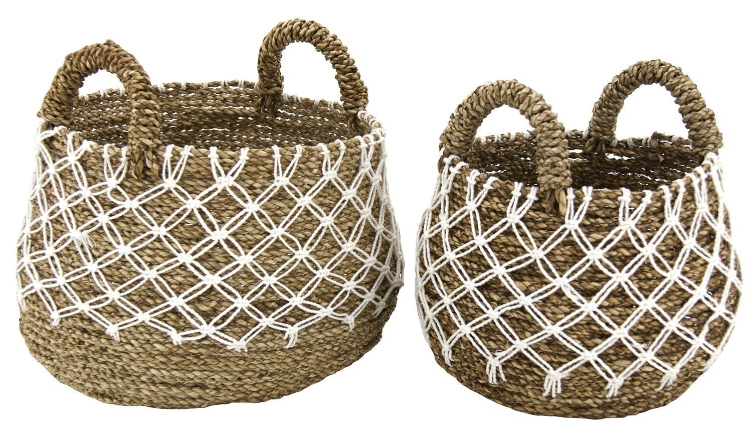 Cache-pots en jonc naturel et crochet (Lot de 2)