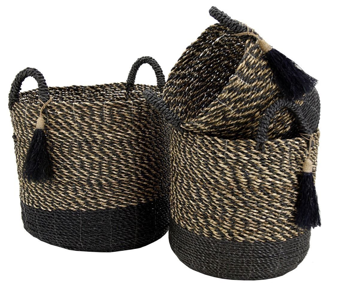 Cache-pots en raphia et en jonc (lot de 3)