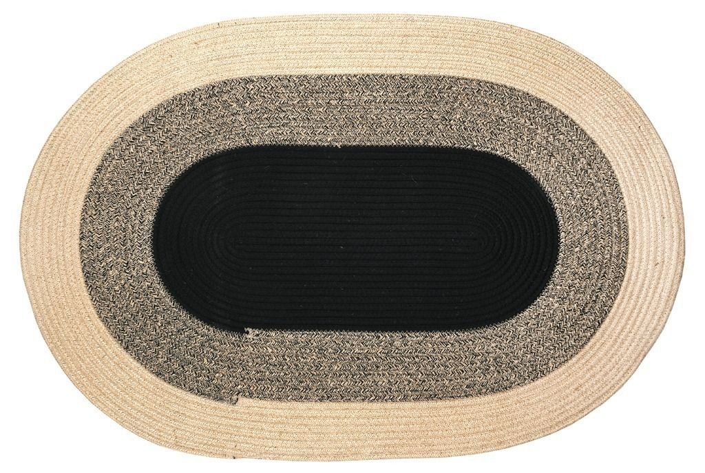 Tapis oval en jute naturelle et teintée