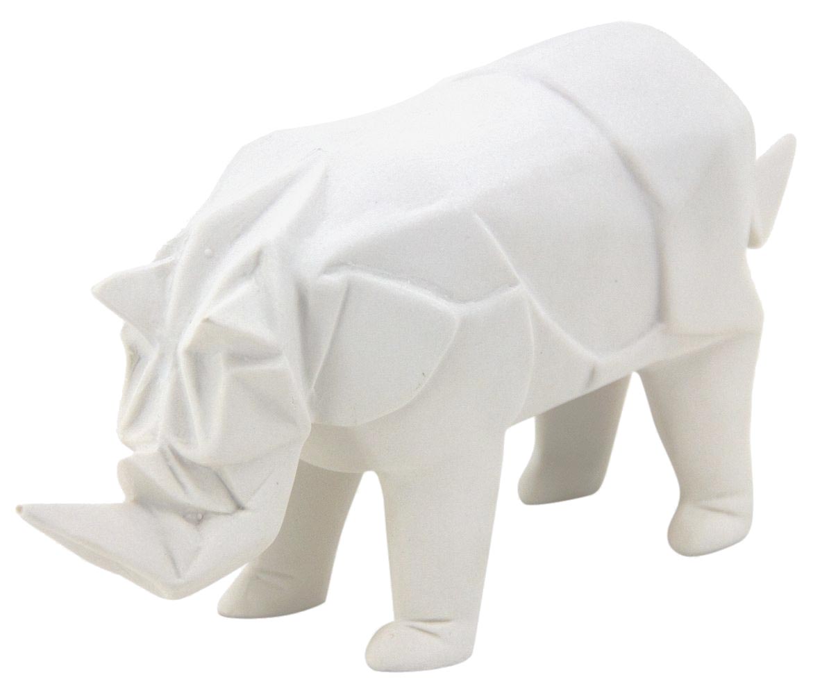 Rhinocéros déco en résine blanche origami