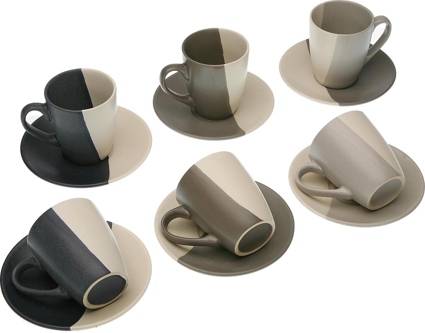 Coffret 6 tasses à thé avec soucoupes Elene