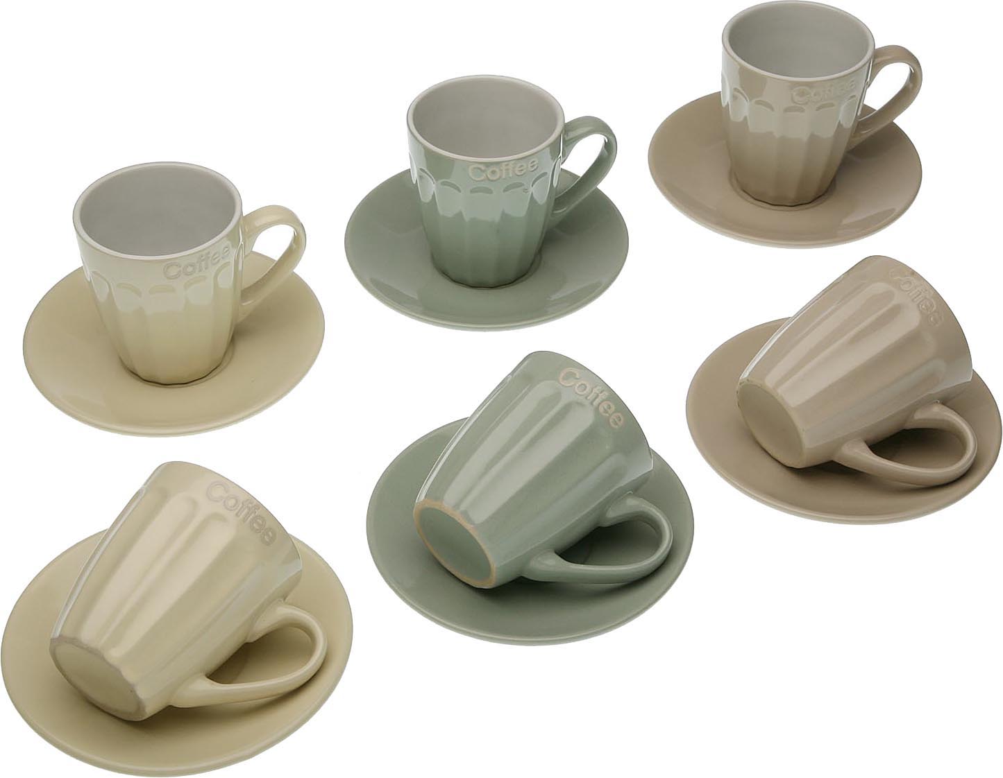 Coffret 6 tasses à thé avec soucoupes Lydia