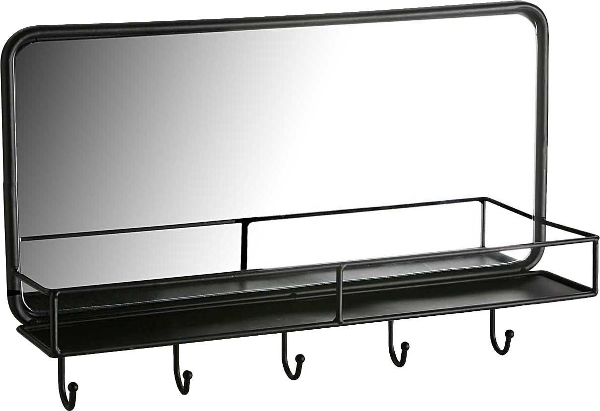 Miroir en métal noir avec patères