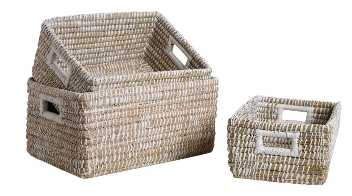 Corbeilles de rangement en jonc (Lot de 3)