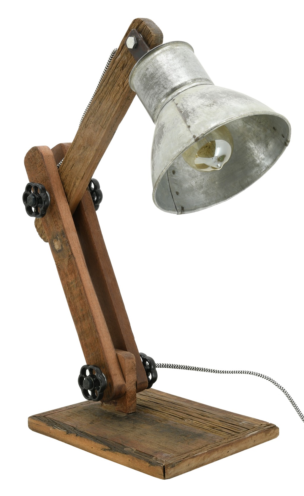 Lampe en bois recyclé et métal Archi