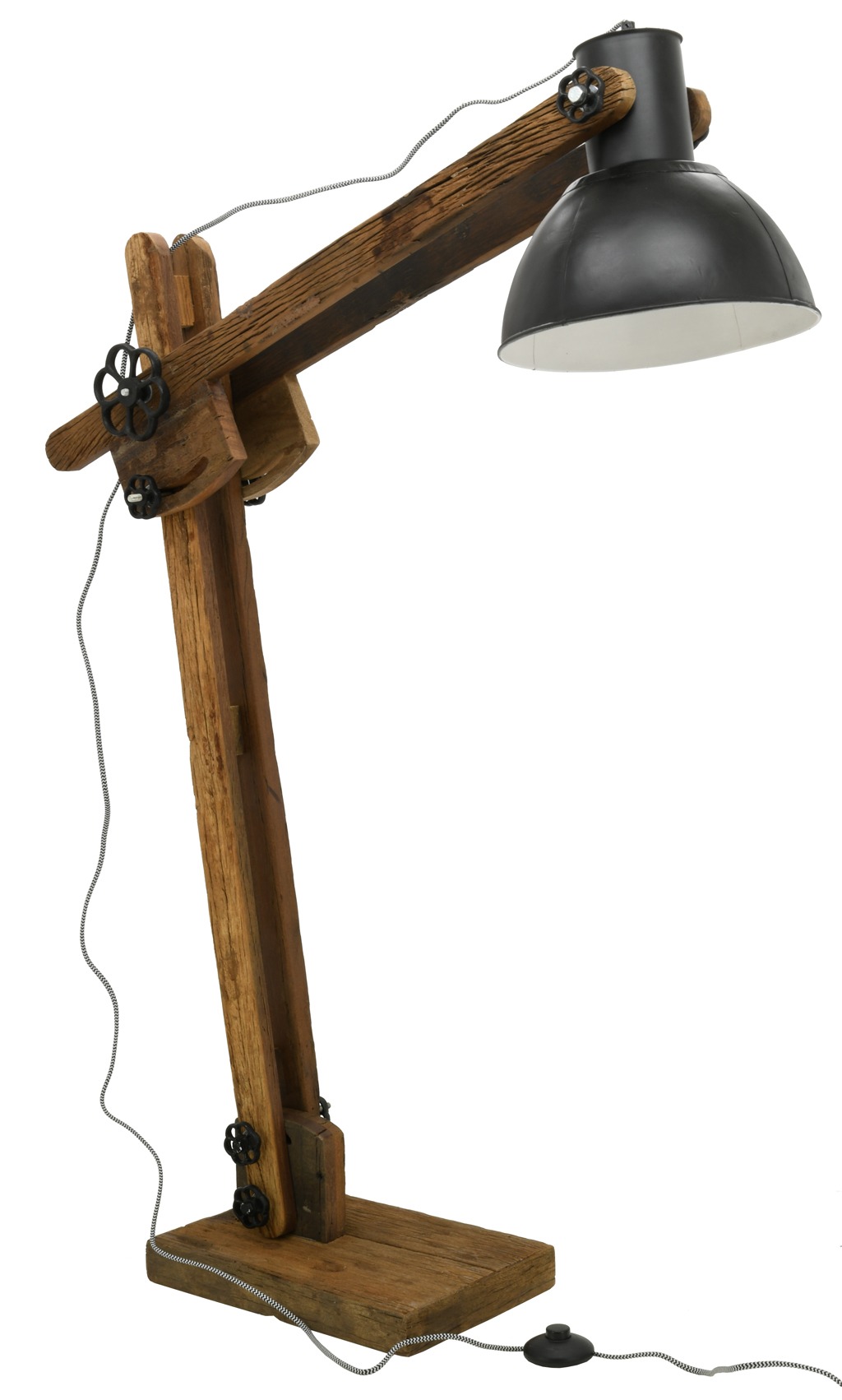 Lampe haute en bois recyclé et métal teinté Archi