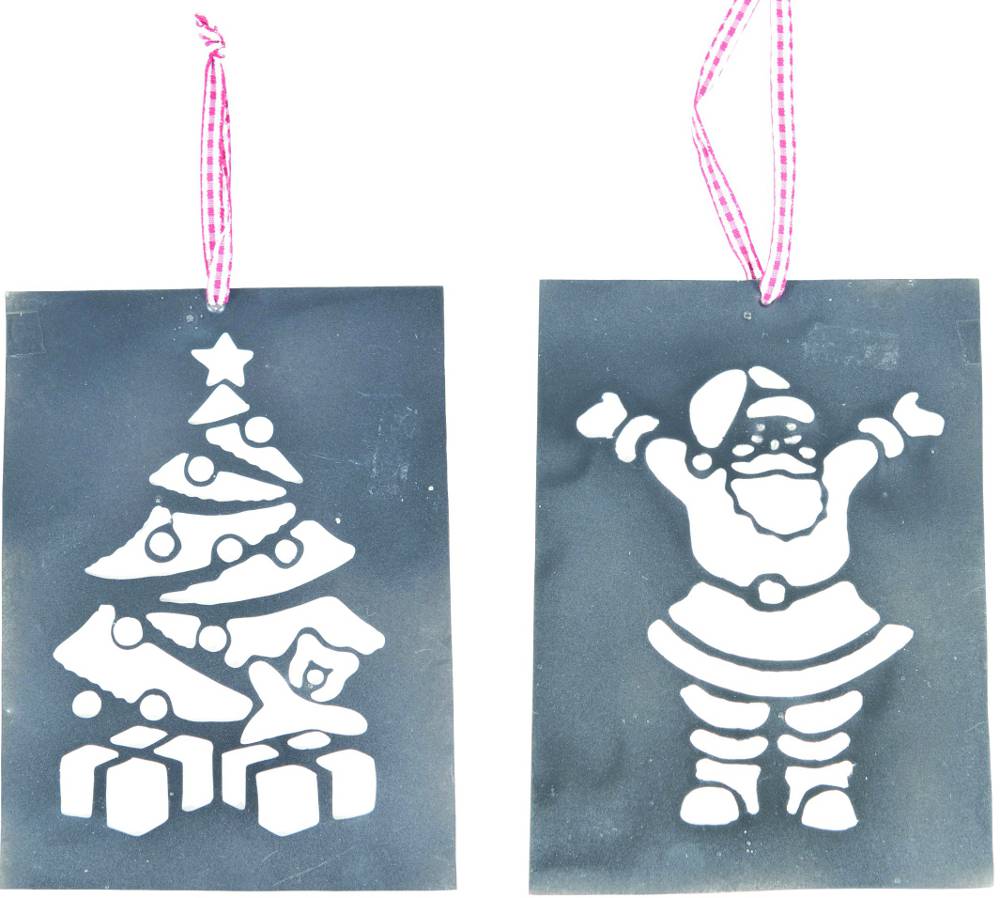 Suspension Sapin et Père Noël en Métal 12x16cm (Par 2)