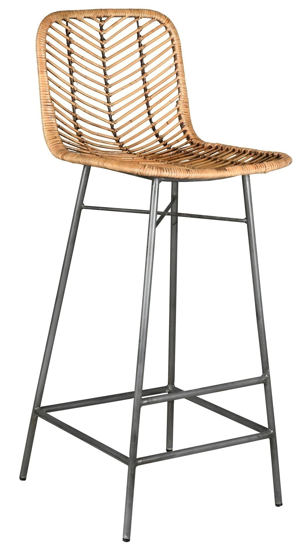 Tabouret de bar en métal et rotin