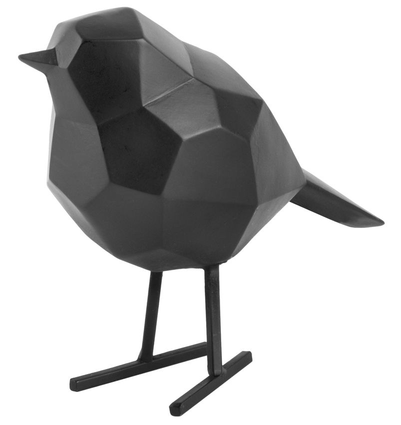 Oiseau en résine noir mat origami Petit modèle