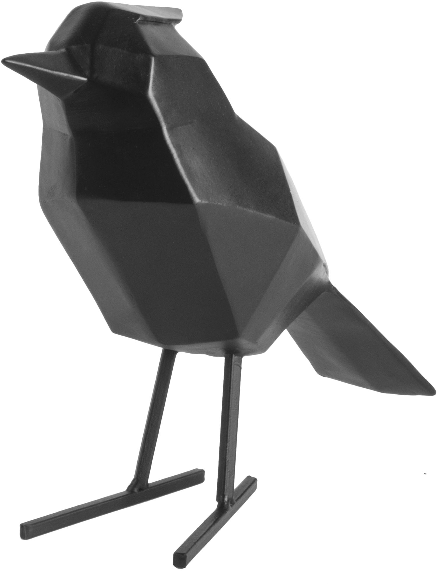 Oiseau en résine noir mat origami Grand modèle