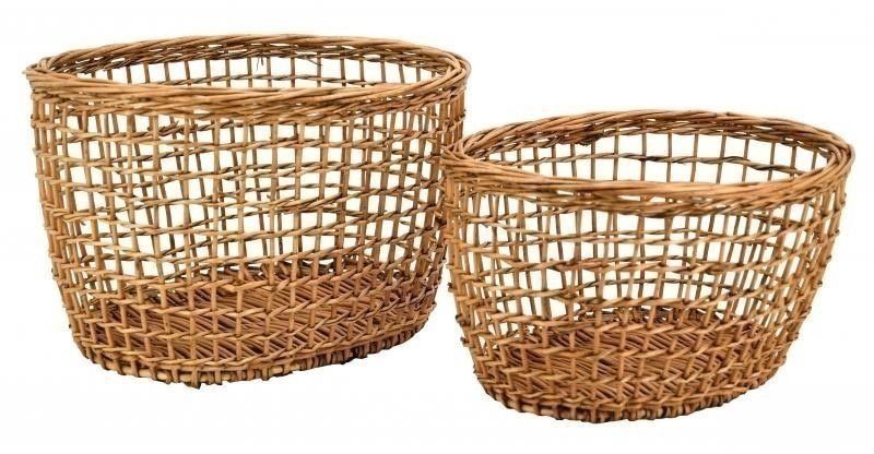 Corbeilles en osier buff (Lot de 2)