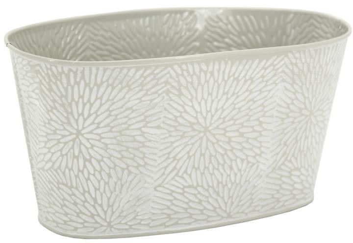 Corbeille rectangulaire en métal laqué motif floral 24 x 13 x 12 cm