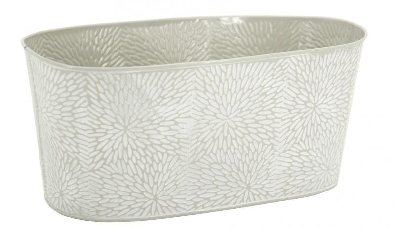 Corbeille rectangulaire en métal laqué motif floral 29 x 15 x 13 cm