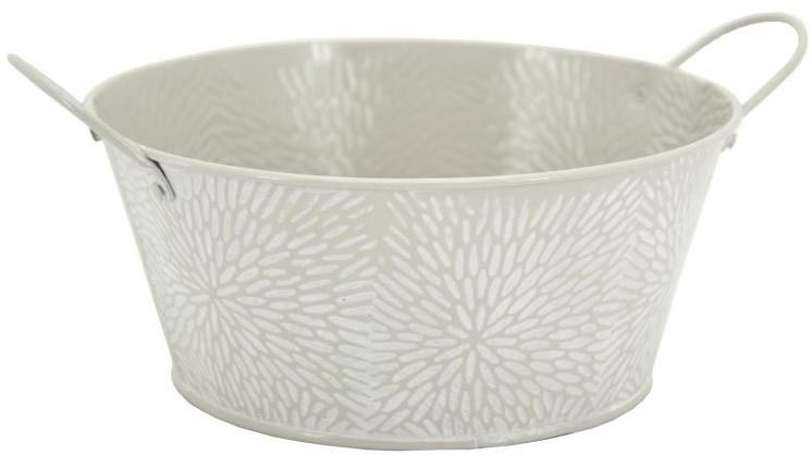 Corbeille ronde en métal laqué motif floral 20 cm