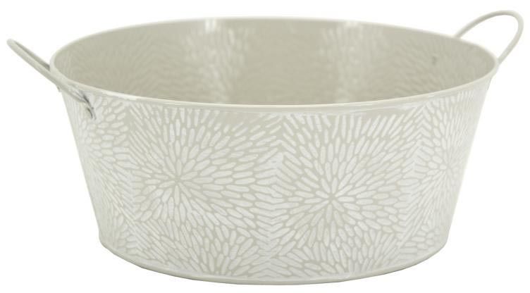 Corbeille ronde en métal laqué motif floral 25 cm